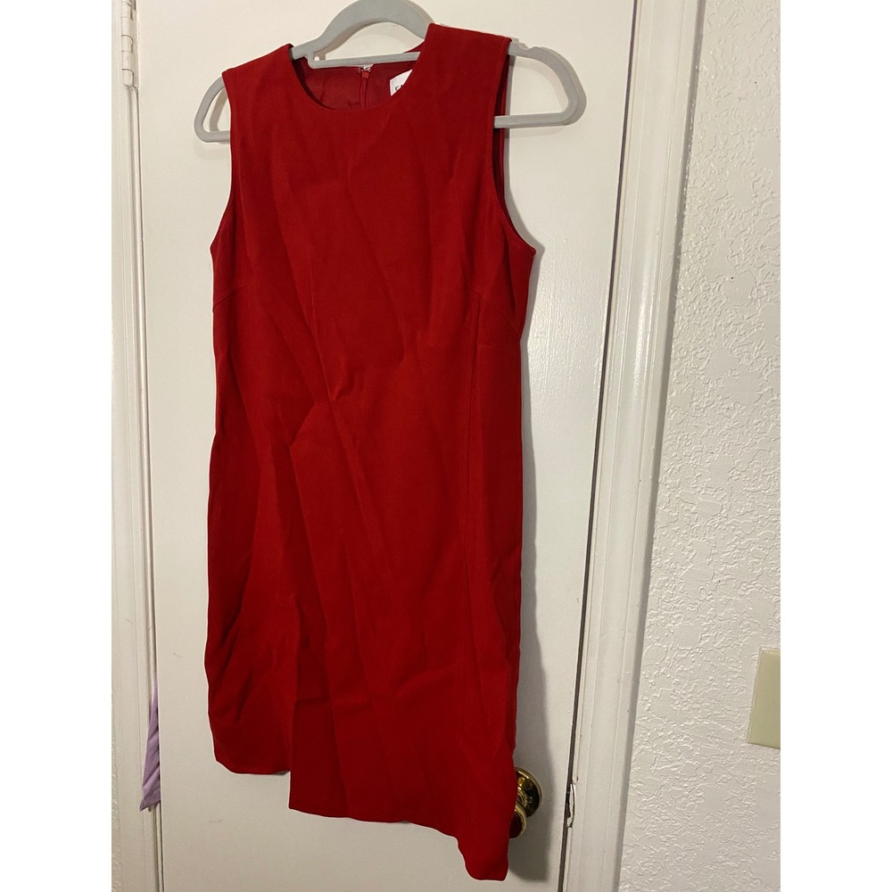 Emanuel Ungaro Red Sleeveless‎ Shift Dress Size 8 Made in USA Vintage 90s Chic - Picture 2 of 4